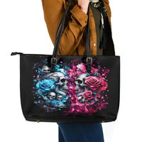 Couple Skull Leather Tote Bag Don't Try To Figure Me Out I'm Special - Wonder Print Shop