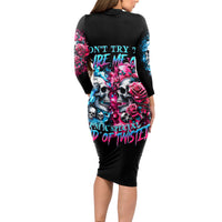 Couple Skull Long Sleeve Bodycon Dress Don't Try To Figure Me Out I'm Special - Wonder Print Shop