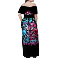 Couple Skull Off Shoulder Maxi Dress Don't Try To Figure Me Out I'm Special - Wonder Print Shop
