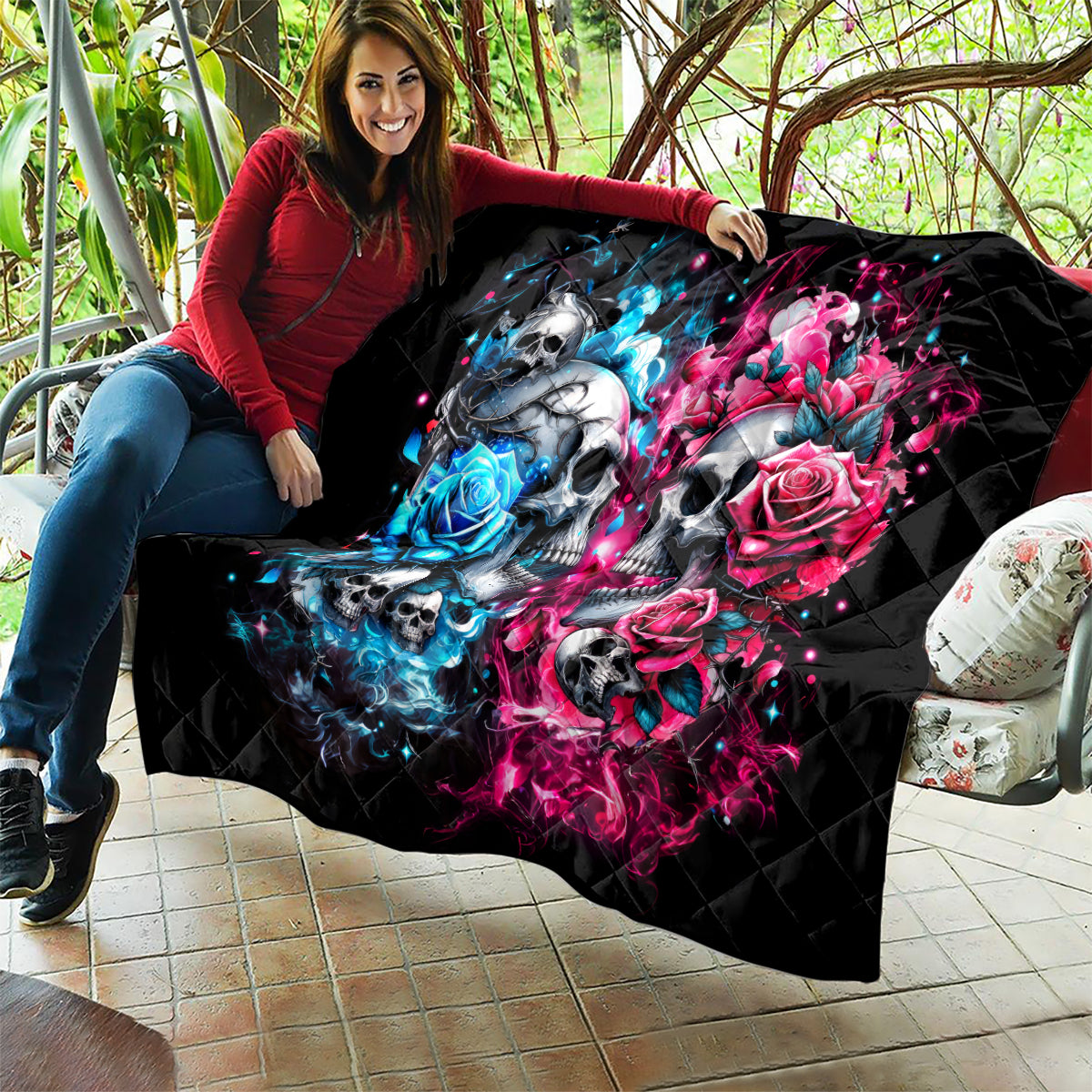 Couple Skull Quilt Don't Try To Figure Me Out I'm Special - Wonder Print Shop