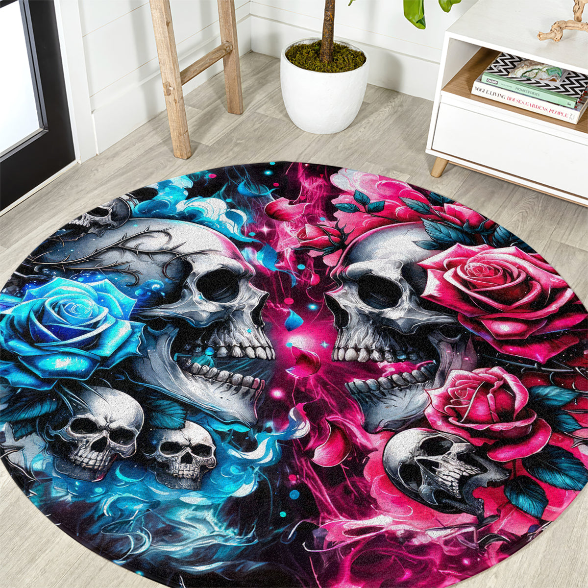 Couple Skull Round Carpet Don't Try To Figure Me Out I'm Special