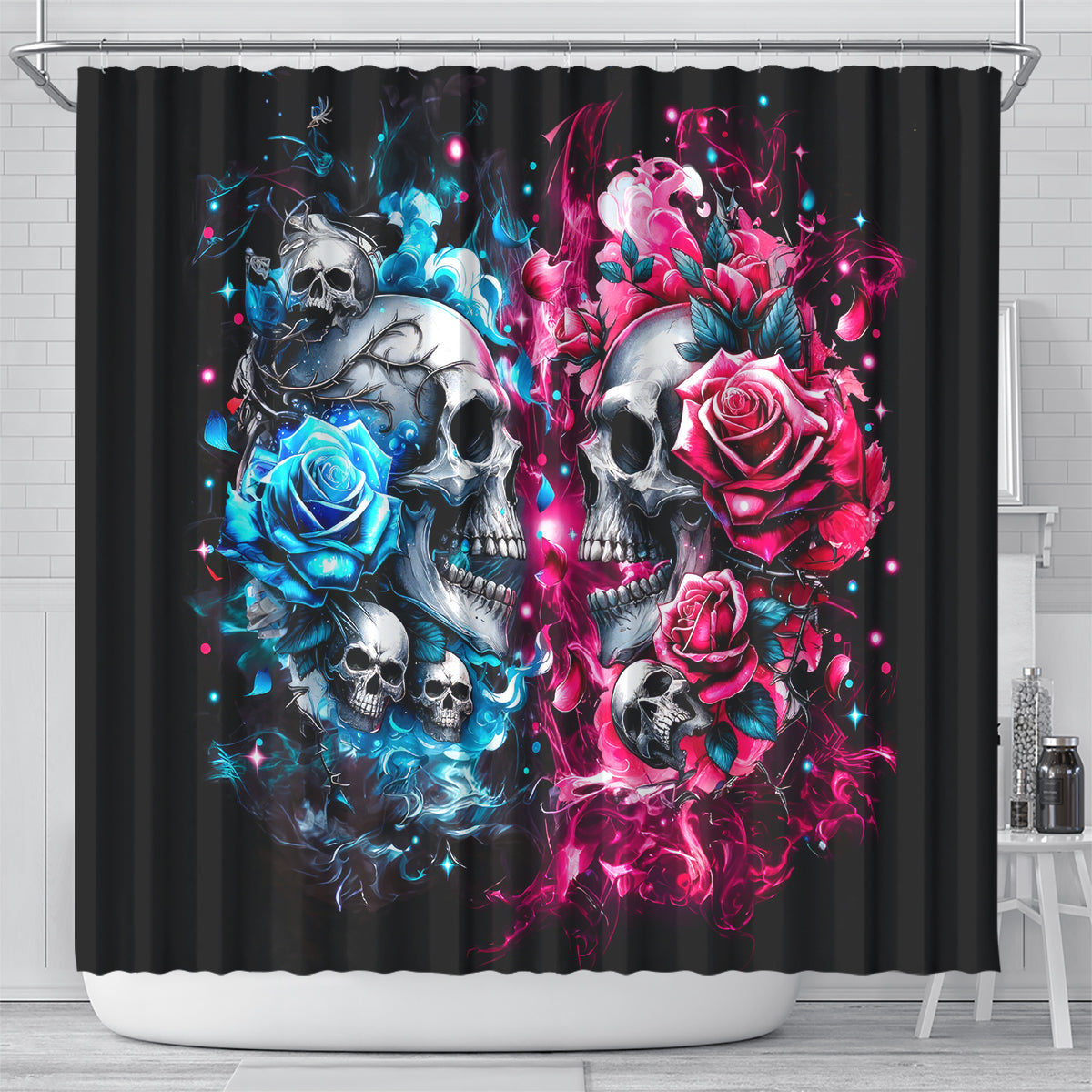 Couple Skull Shower Curtain Don't Try To Figure Me Out I'm Special