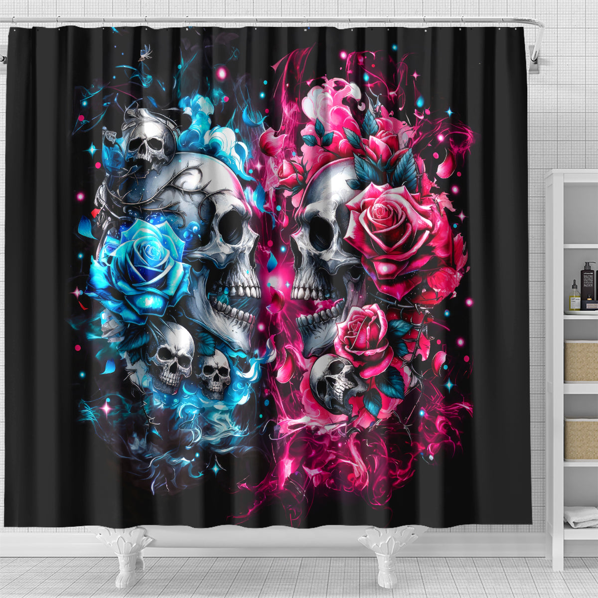 Couple Skull Shower Curtain Don't Try To Figure Me Out I'm Special
