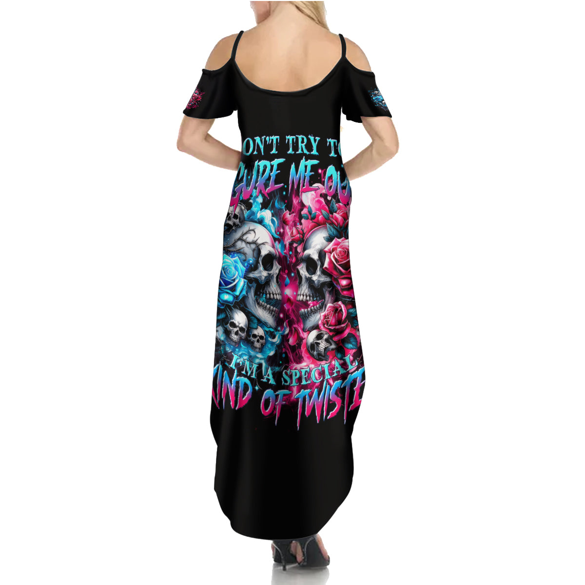 Couple Skull Summer Maxi Dress Don't Try To Figure Me Out I'm Special - Wonder Print Shop