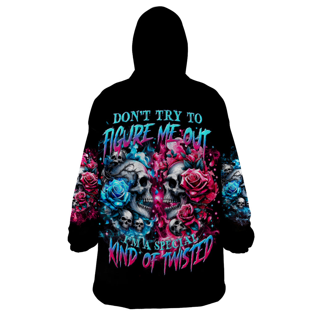 Couple Skull Wearable Blanket Hoodie Don't Try To Figure Me Out I'm Special - Wonder Print Shop