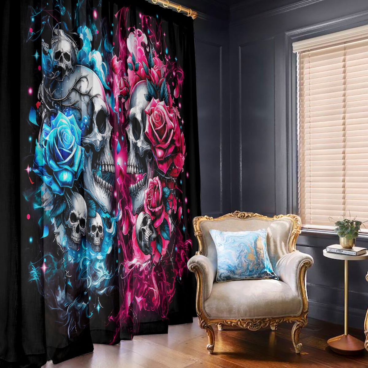 Couple Skull Window Curtain Don't Try To Figure Me Out I'm Special - Wonder Print Shop
