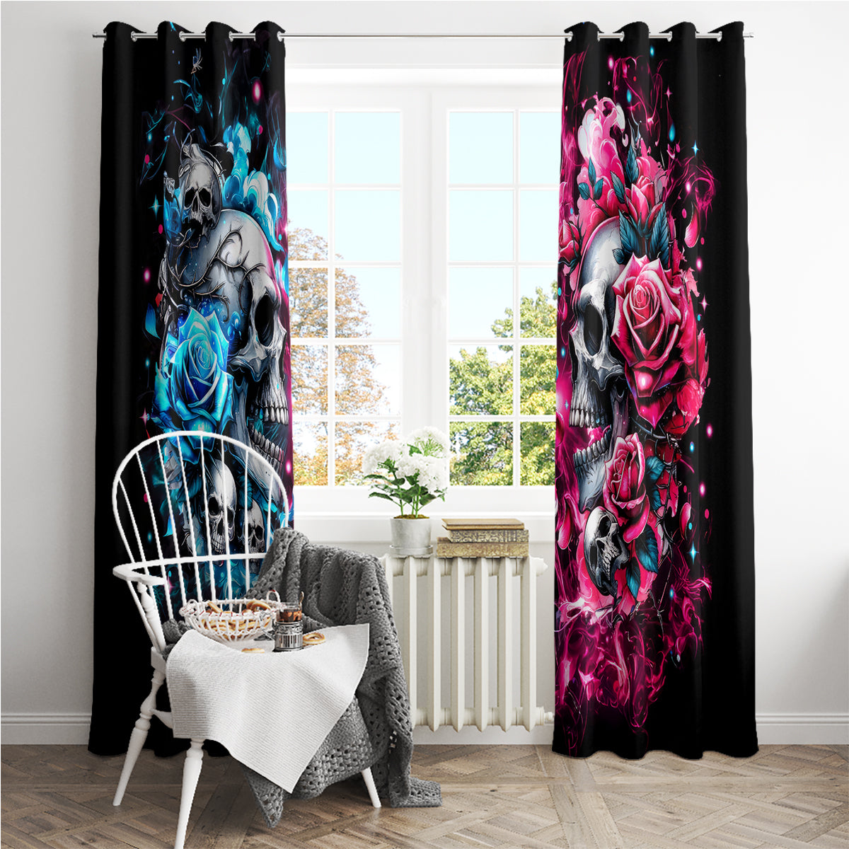 Couple Skull Window Curtain Don't Try To Figure Me Out I'm Special - Wonder Print Shop