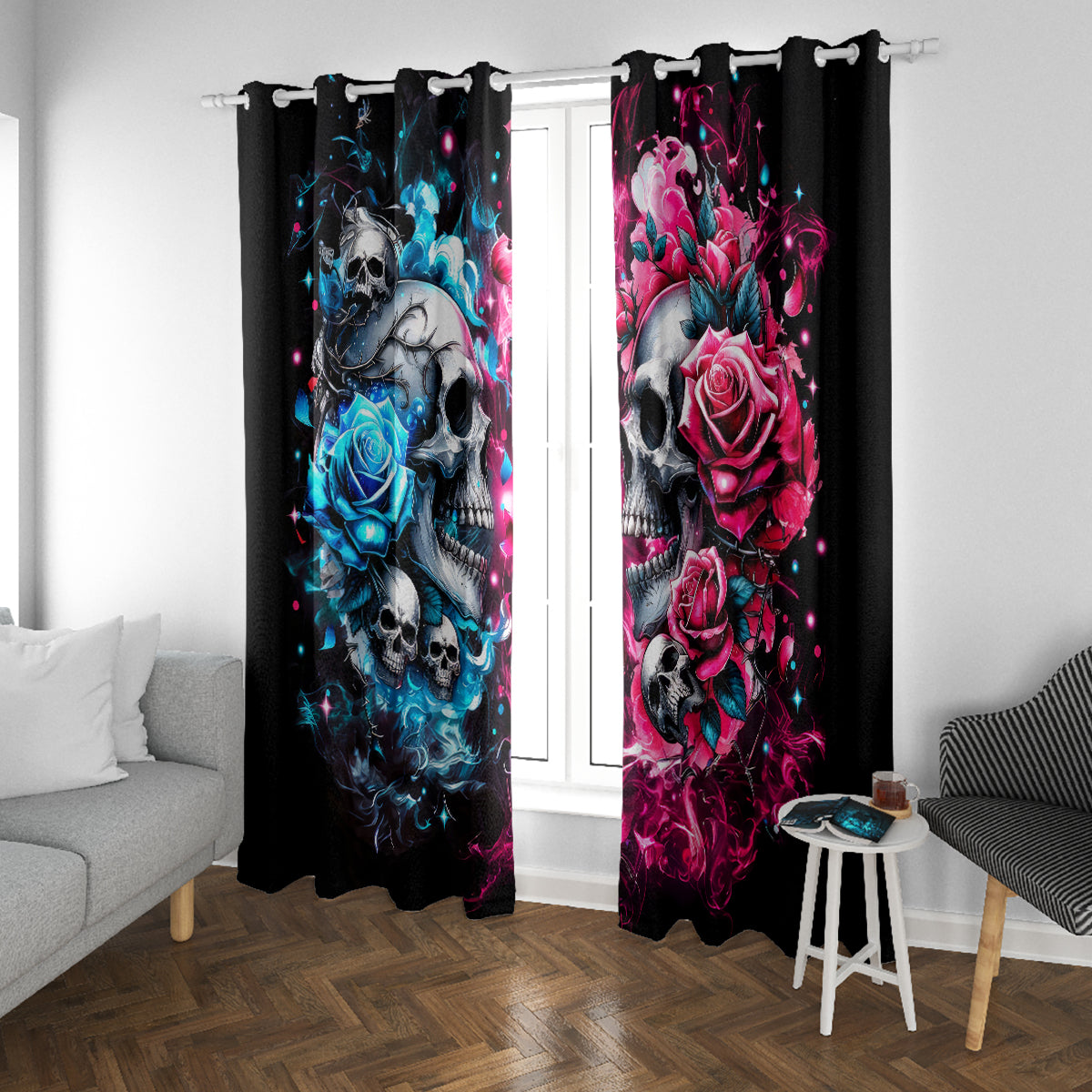 Couple Skull Window Curtain Don't Try To Figure Me Out I'm Special - Wonder Print Shop