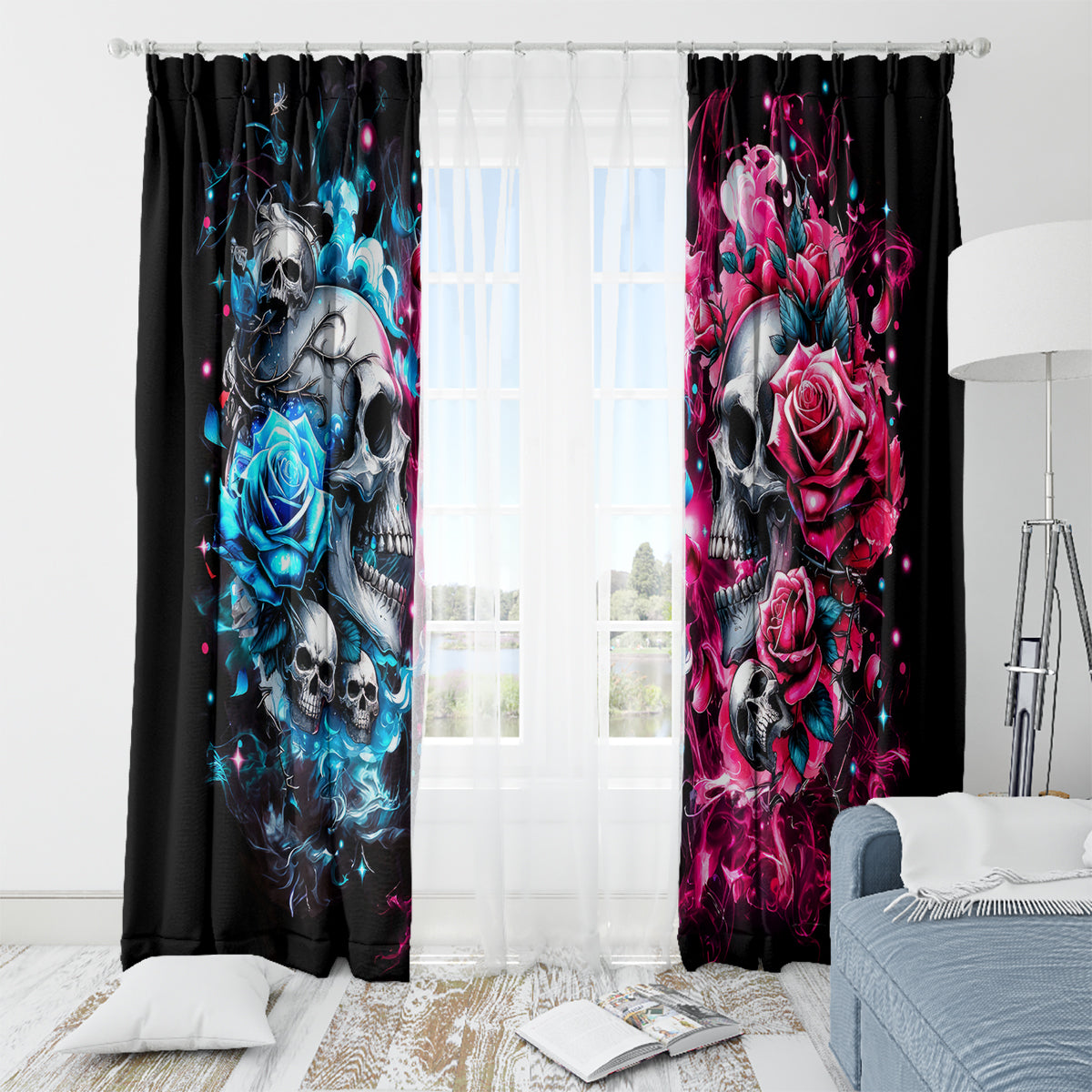 Couple Skull Window Curtain Don't Try To Figure Me Out I'm Special - Wonder Print Shop
