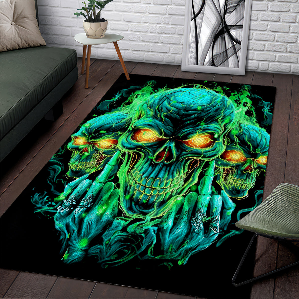 Flame Skull Area Rug Fuck You You Fuckin Fuck - Wonder Print Shop