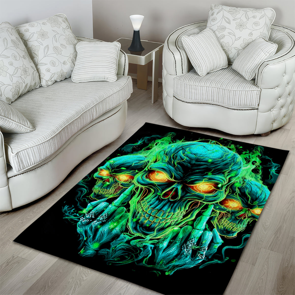Flame Skull Area Rug Fuck You You Fuckin Fuck - Wonder Print Shop