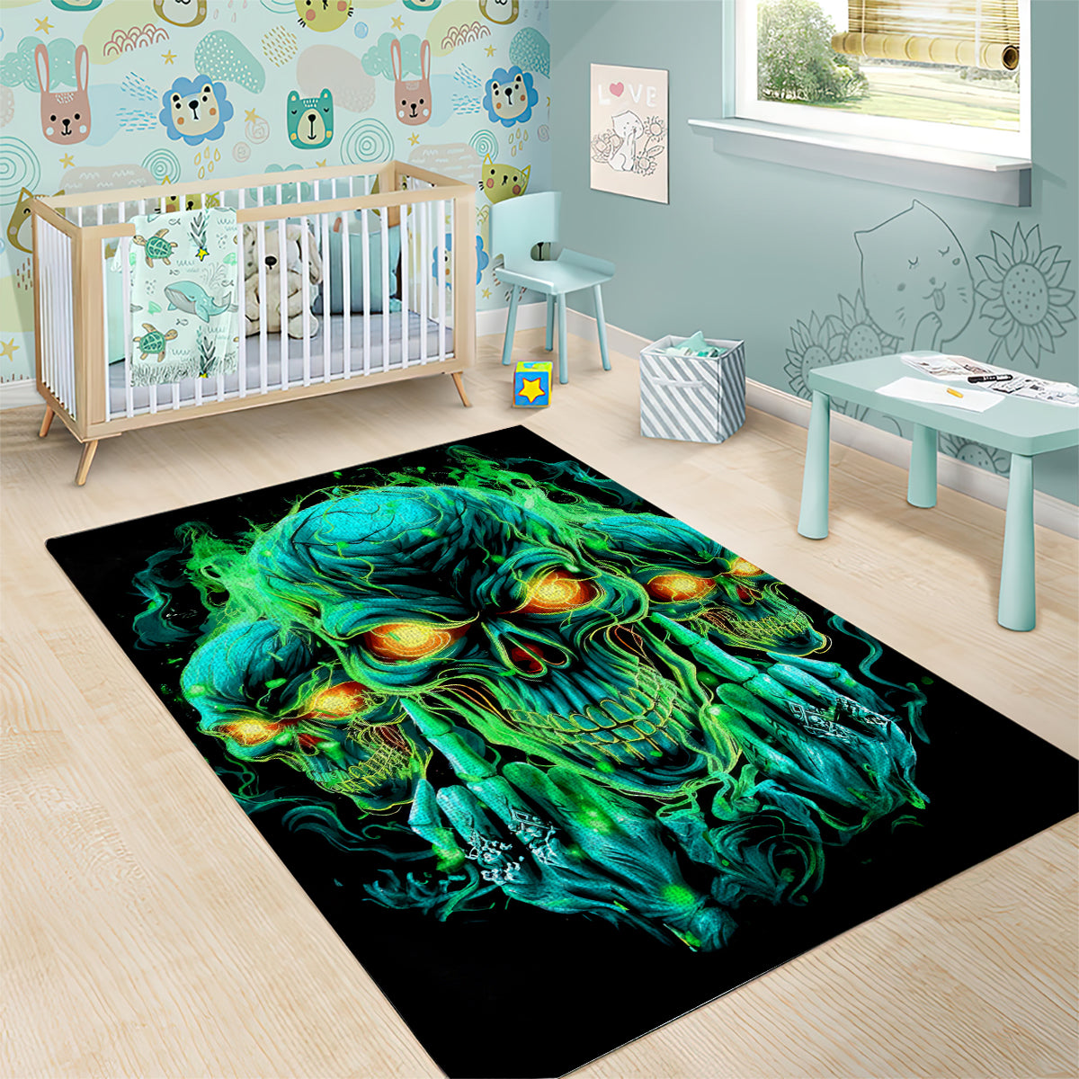 Flame Skull Area Rug Fuck You You Fuckin Fuck - Wonder Print Shop
