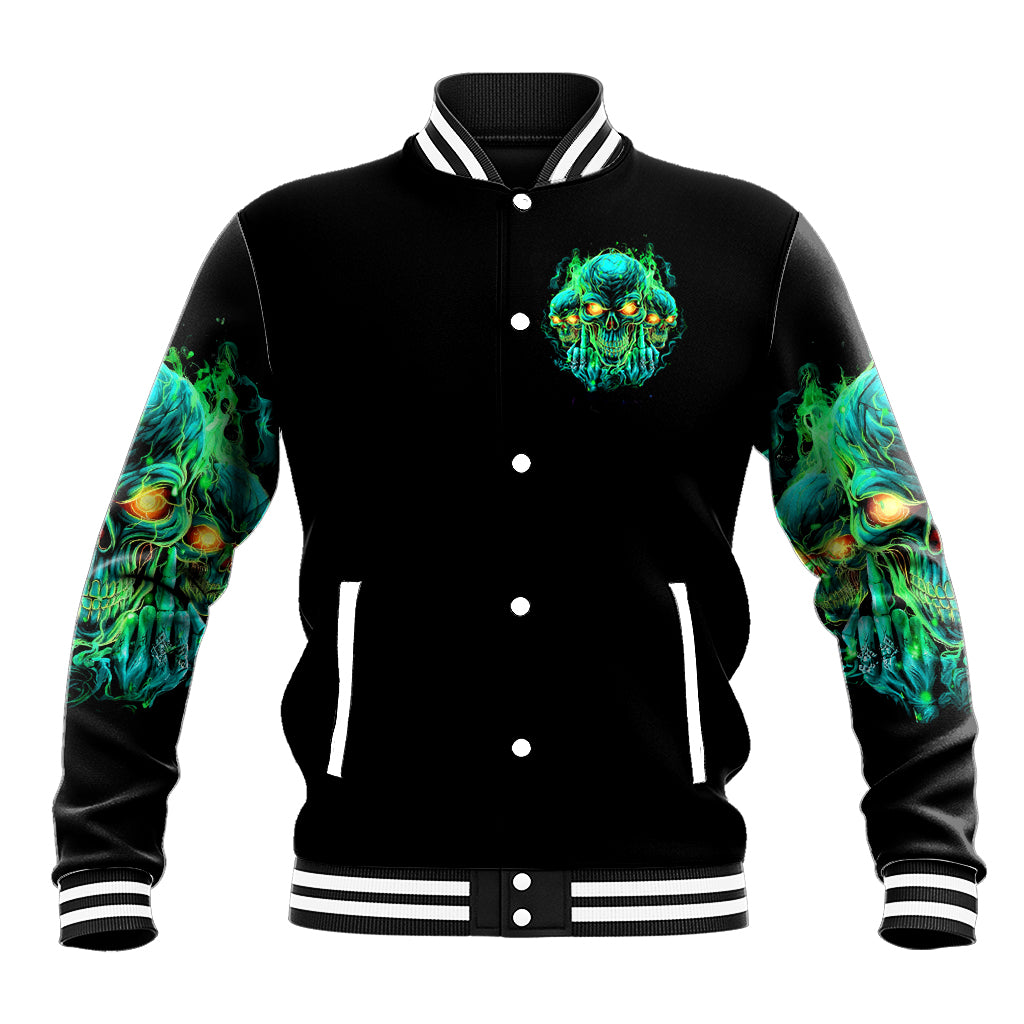 Flame Skull Baseball Jacket Fuck You You Fuckin Fuck - Wonder Print Shop