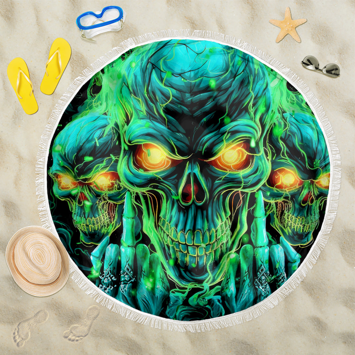 Flame Skull Beach Blanket Fuck You You Fuckin Fuck - Wonder Print Shop