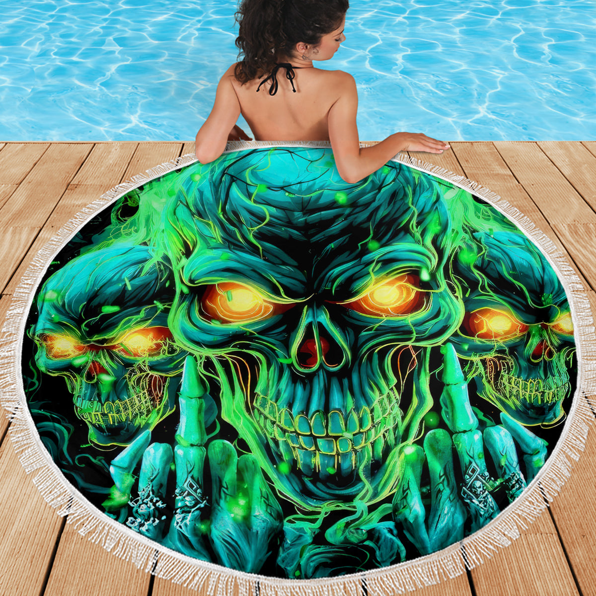 Flame Skull Beach Blanket Fuck You You Fuckin Fuck - Wonder Print Shop