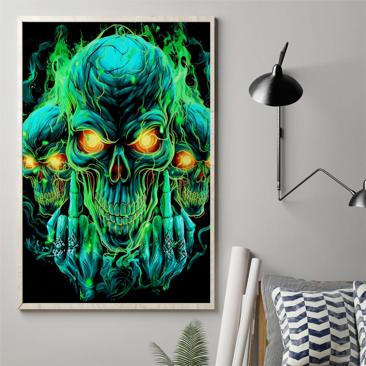 Flame Skull Canvas Wall Art Fuck You You Fuckin Fuck - Wonder Print Shop