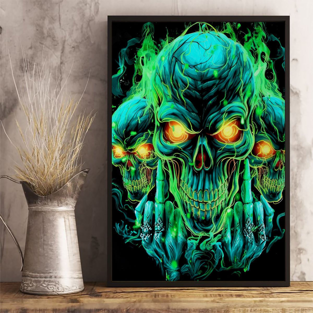 Flame Skull Canvas Wall Art Fuck You You Fuckin Fuck - Wonder Print Shop