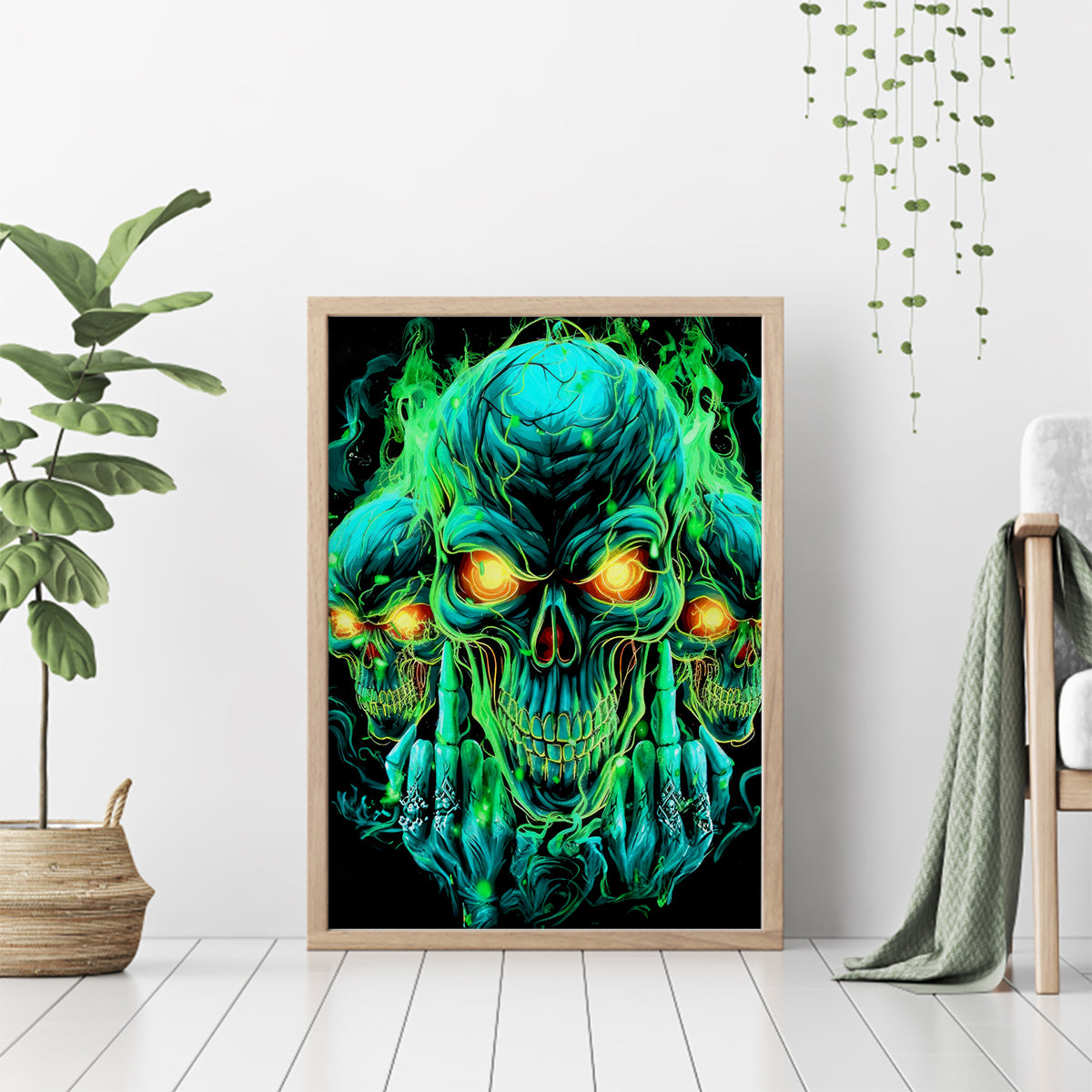 Flame Skull Canvas Wall Art Fuck You You Fuckin Fuck - Wonder Print Shop
