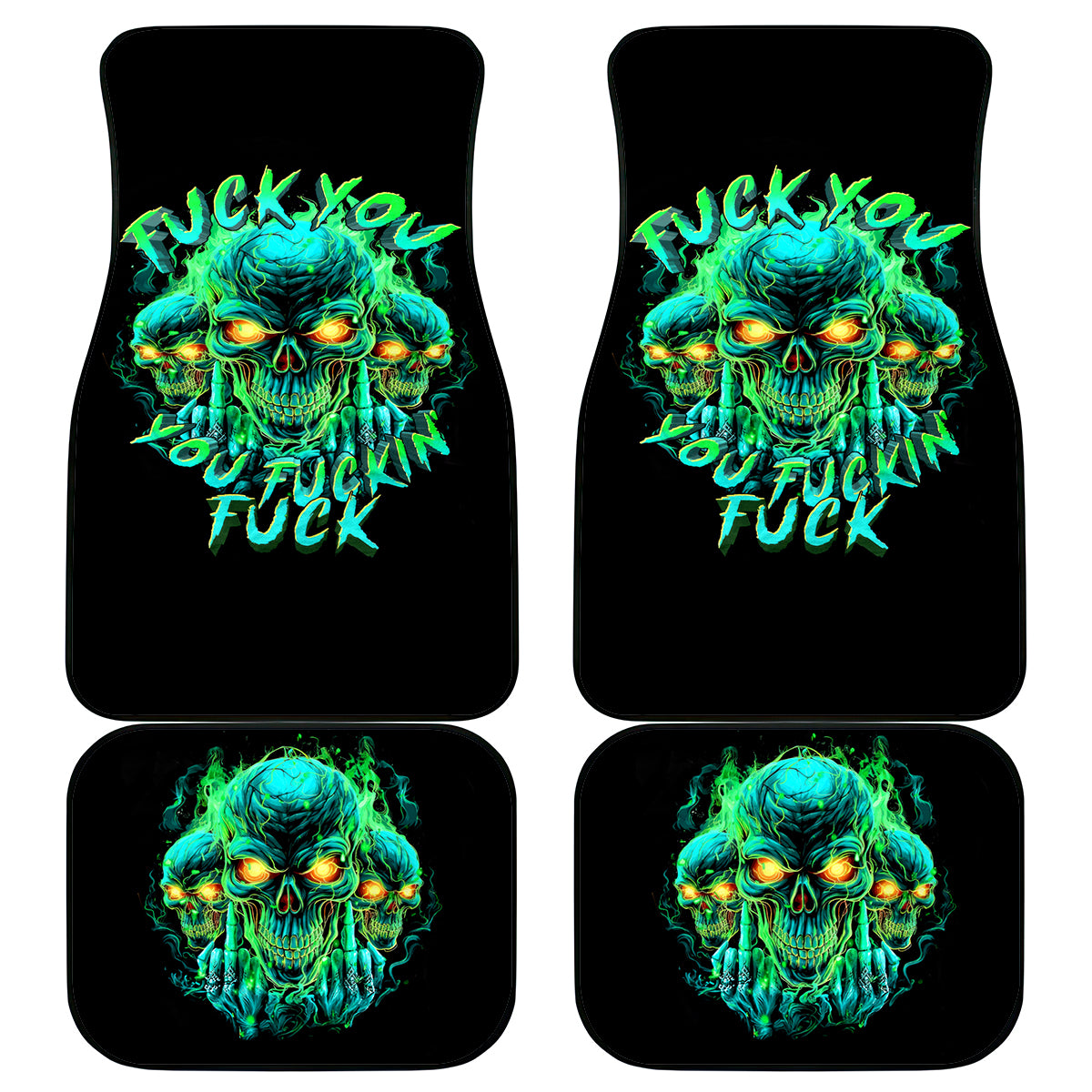 Flame Skull Car Mats Fuck You You Fuckin Fuck - Wonder Print Shop