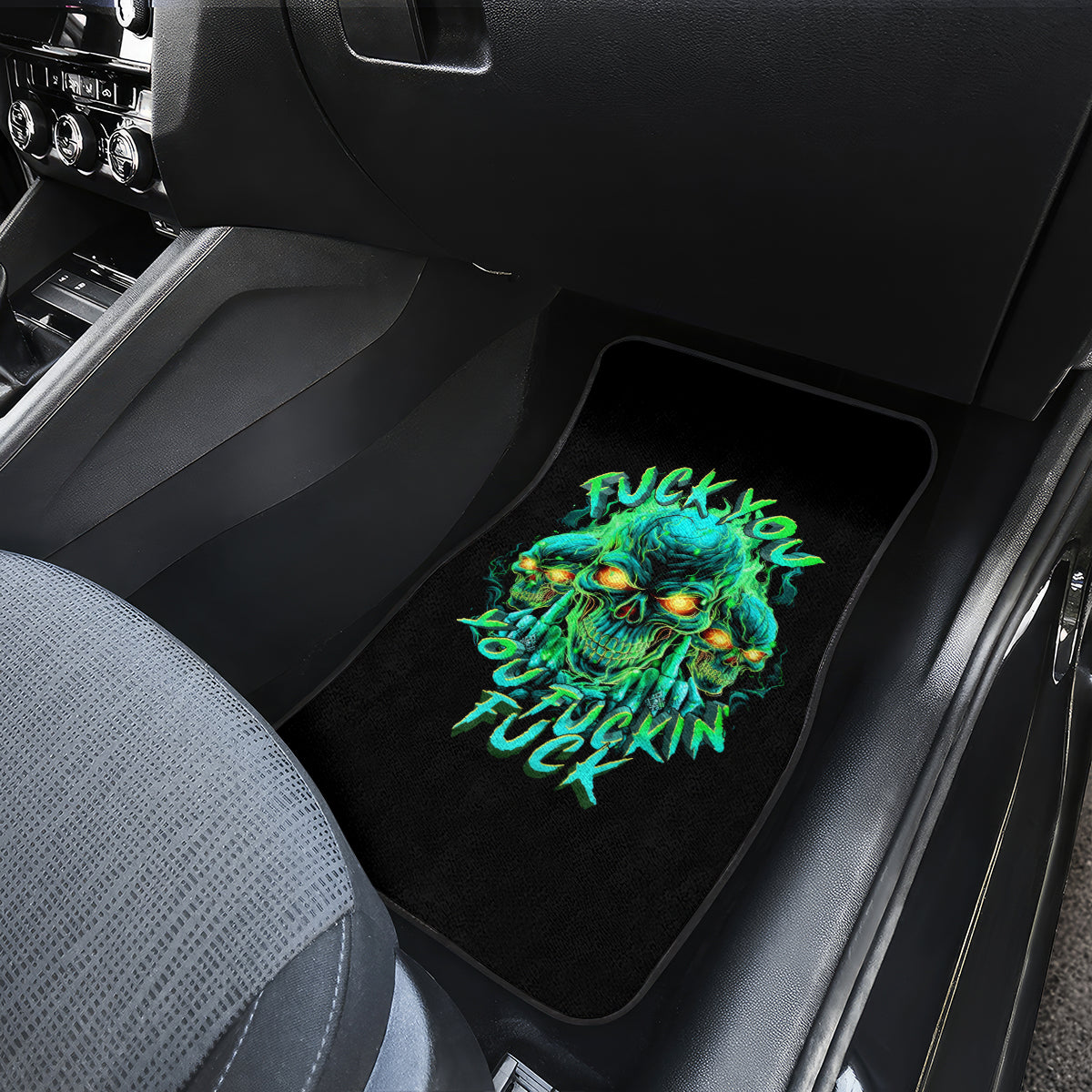 Flame Skull Car Mats Fuck You You Fuckin Fuck - Wonder Print Shop
