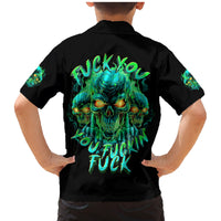 Flame Skull Family Matching Mermaid Dress and Hawaiian Shirt Fuck You You Fuckin Fuck - Wonder Print Shop