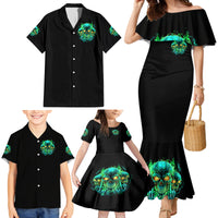 Flame Skull Family Matching Mermaid Dress and Hawaiian Shirt Fuck You You Fuckin Fuck - Wonder Print Shop