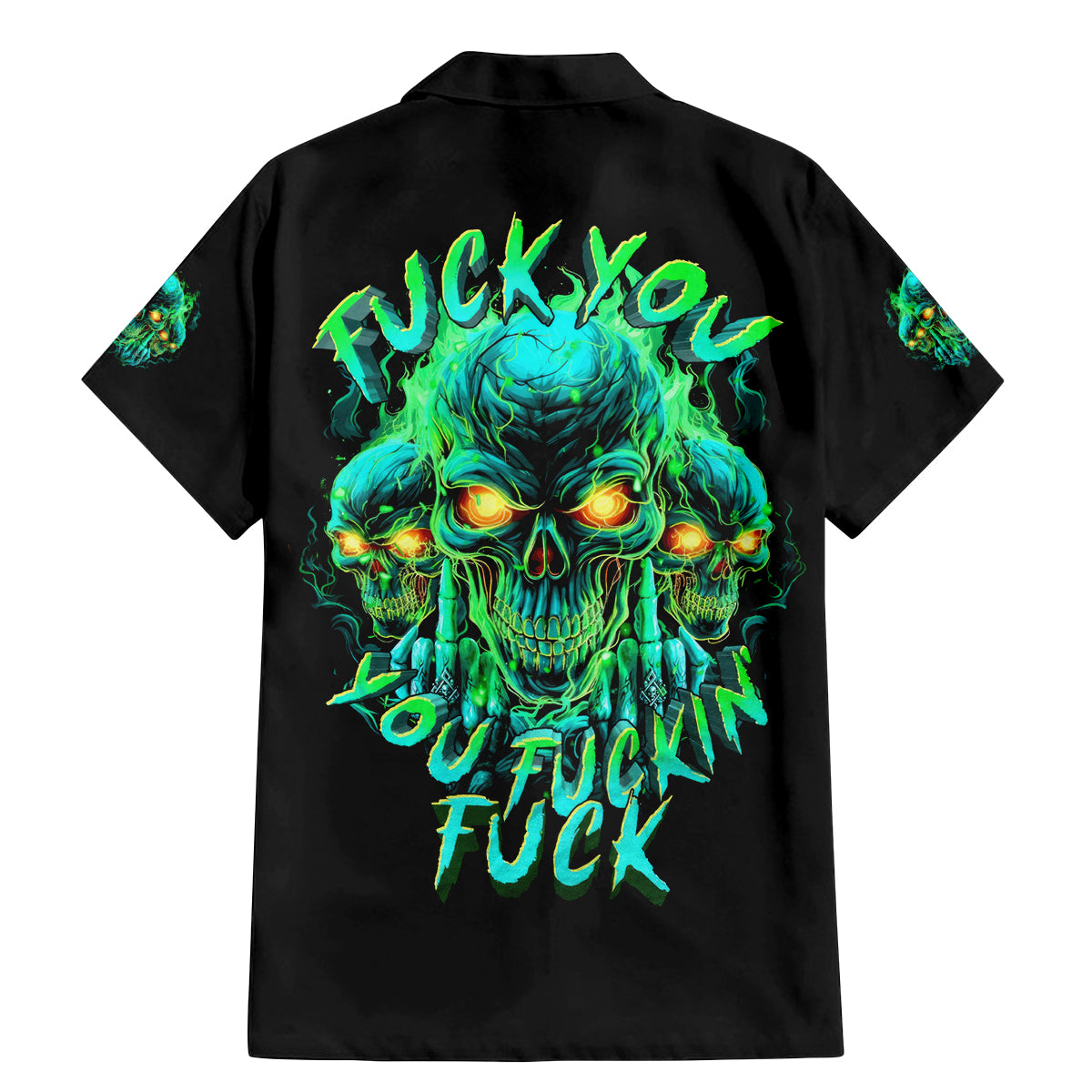 Flame Skull Family Matching Mermaid Dress and Hawaiian Shirt Fuck You You Fuckin Fuck - Wonder Print Shop