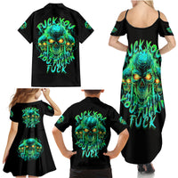 Flame Skull Family Matching Summer Maxi Dress and Hawaiian Shirt Fuck You You Fuckin Fuck - Wonder Print Shop