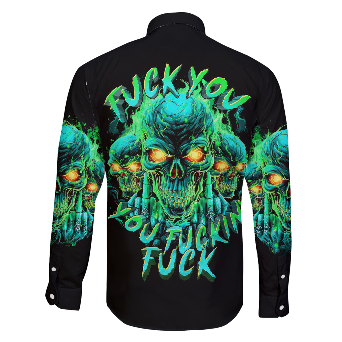 Flame Skull Family Matching Summer Maxi Dress and Hawaiian Shirt Fuck You You Fuckin Fuck - Wonder Print Shop