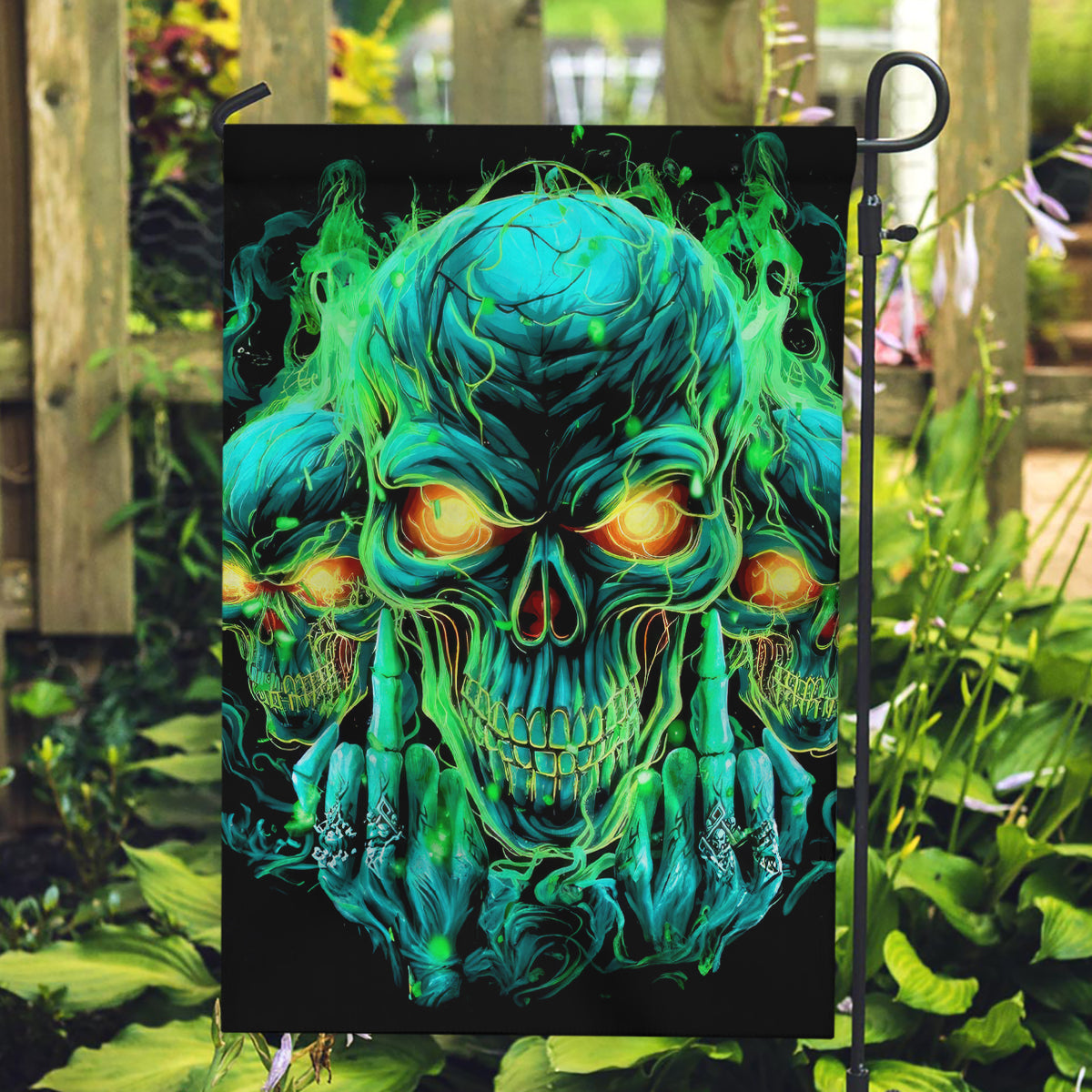 Flame Skull Garden Flag Fuck You You Fuckin Fuck - Wonder Print Shop