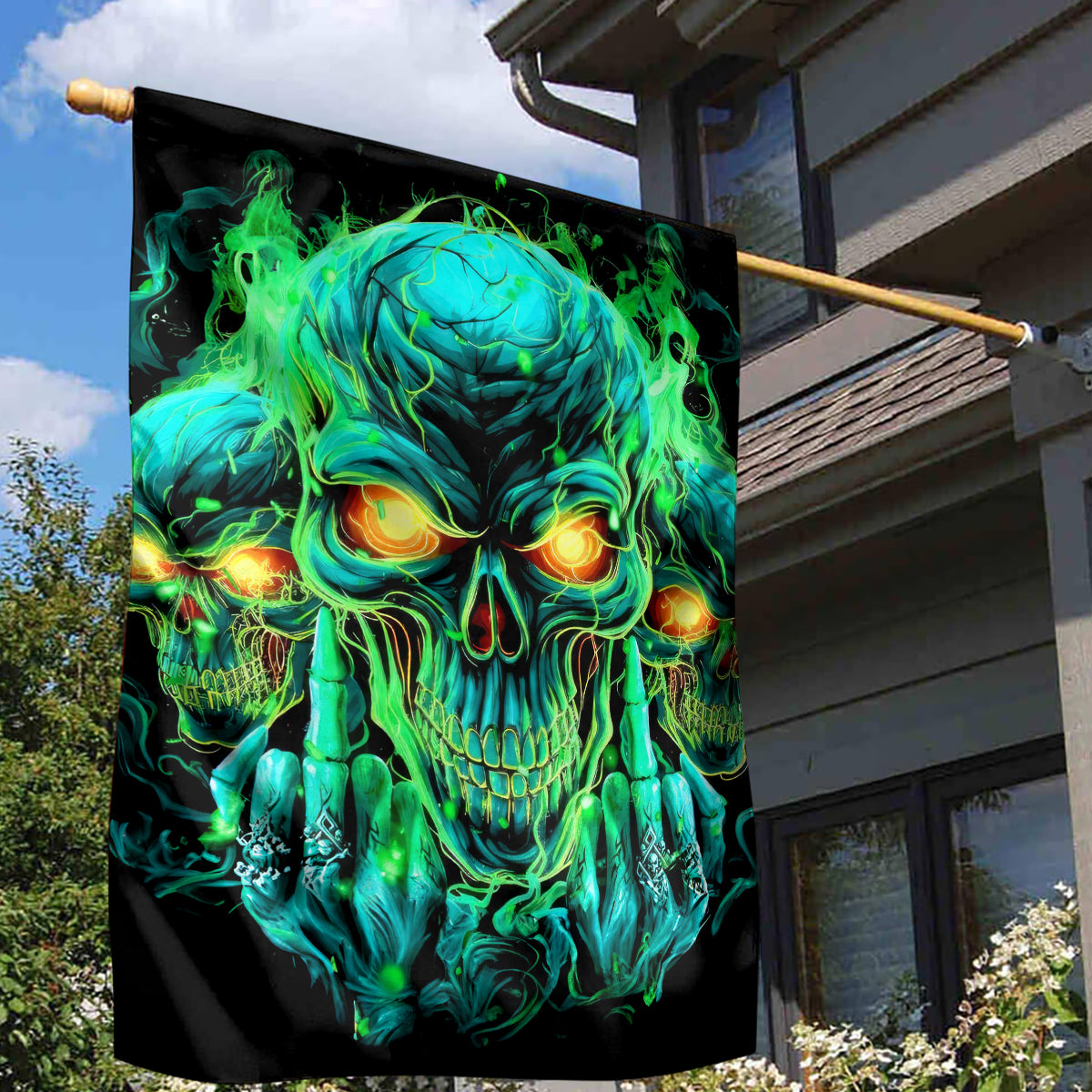 Flame Skull Garden Flag Fuck You You Fuckin Fuck - Wonder Print Shop