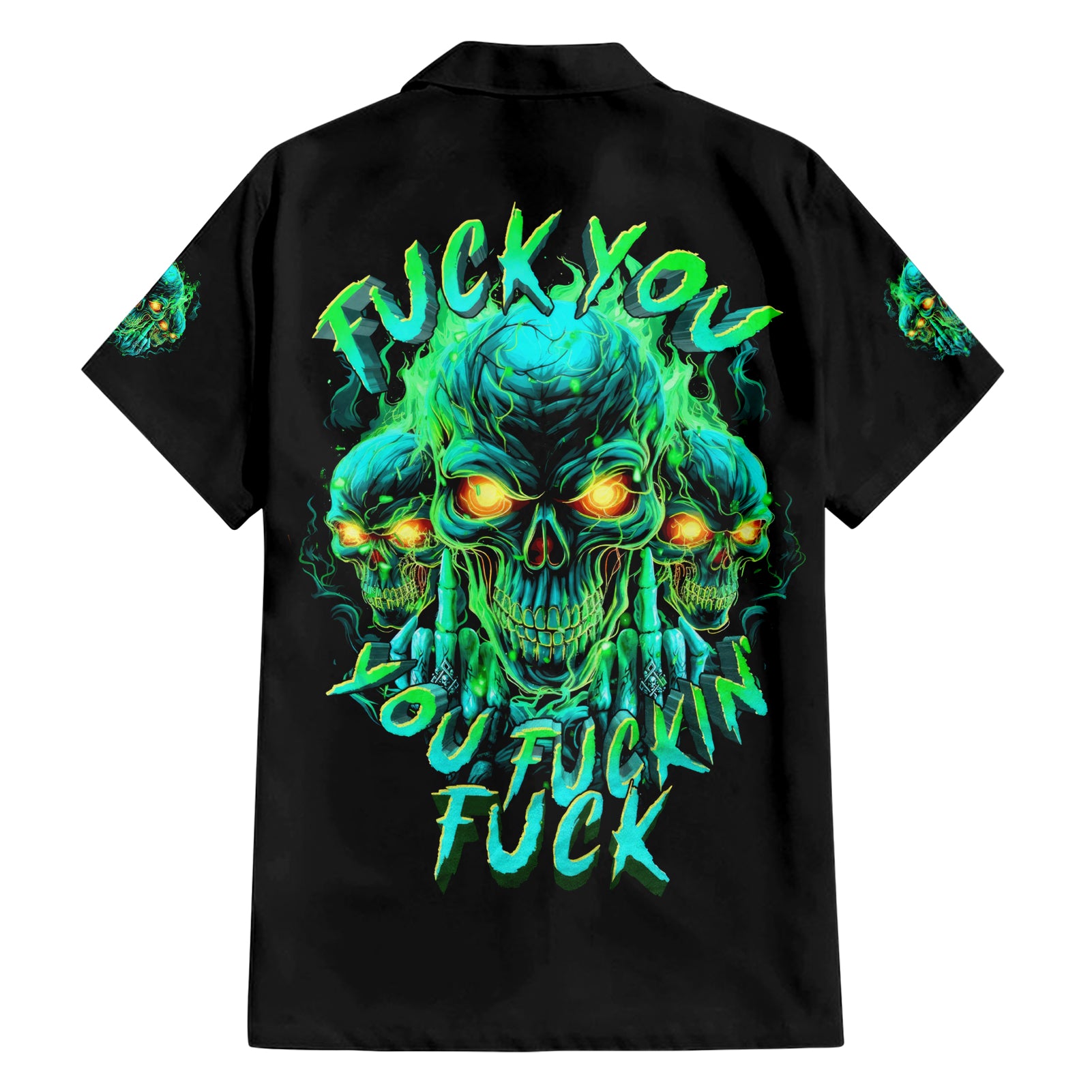 Flame Skull Hawaiian Shirt Fuck You You Fuckin Fuck - Wonder Print Shop