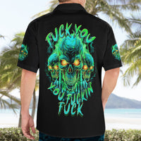 Flame Skull Hawaiian Shirt Fuck You You Fuckin Fuck - Wonder Print Shop