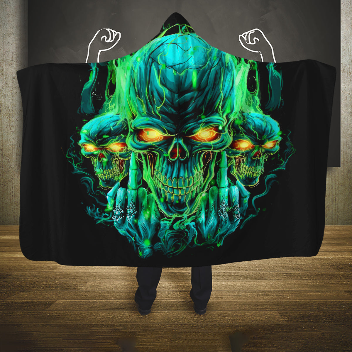 Flame Skull Hooded Blanket Fuck You You Fuckin Fuck