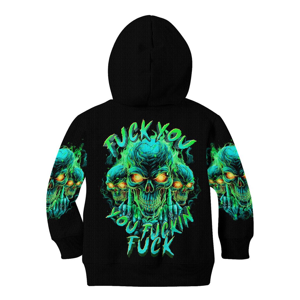 Flame Skull Kid Hoodie Fuck You You Fuckin Fuck - Wonder Print Shop