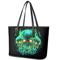 Flame Skull Leather Tote Bag Fuck You You Fuckin Fuck - Wonder Print Shop