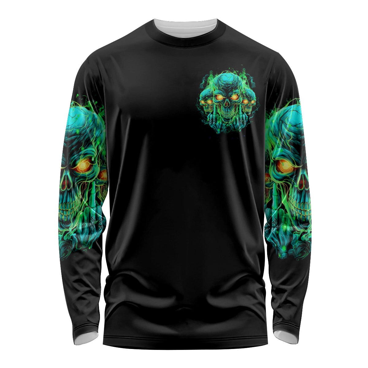 Flame Skull Long Sleeve Shirt Fuck You You Fuckin Fuck - Wonder Print Shop