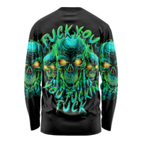 Flame Skull Long Sleeve Shirt Fuck You You Fuckin Fuck - Wonder Print Shop