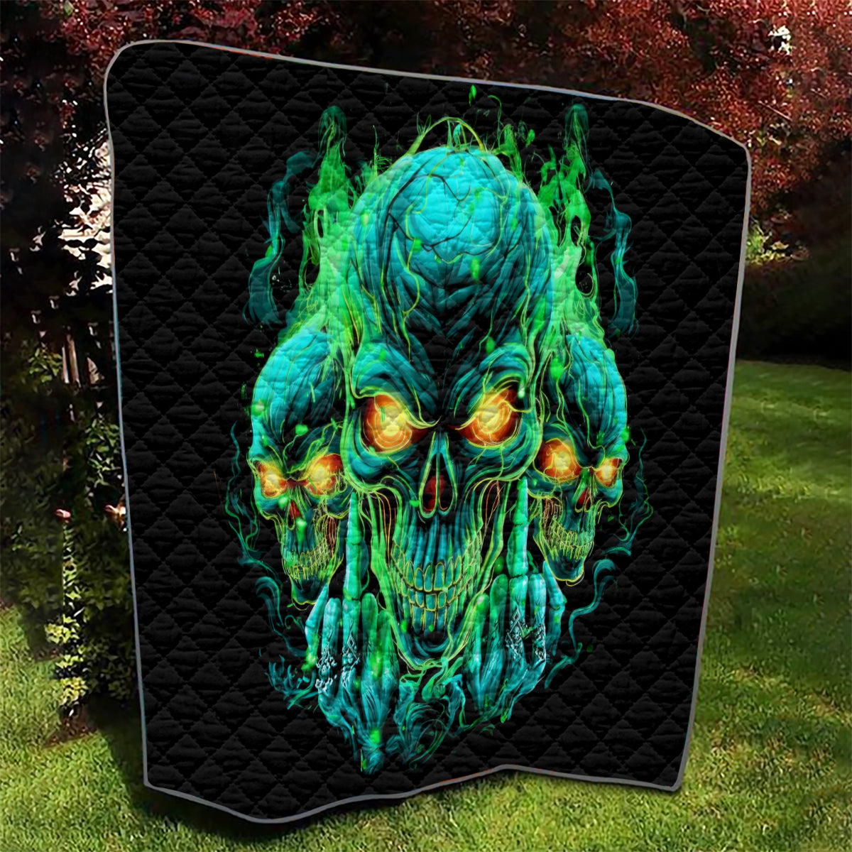 Flame Skull Quilt Fuck You You Fuckin Fuck - Wonder Print Shop