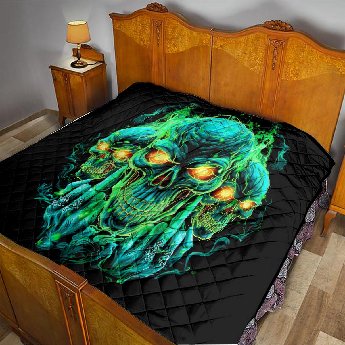 Flame Skull Quilt Fuck You You Fuckin Fuck - Wonder Print Shop