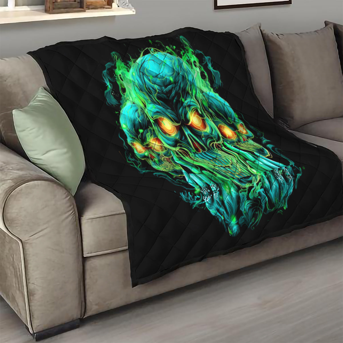 Flame Skull Quilt Fuck You You Fuckin Fuck - Wonder Print Shop