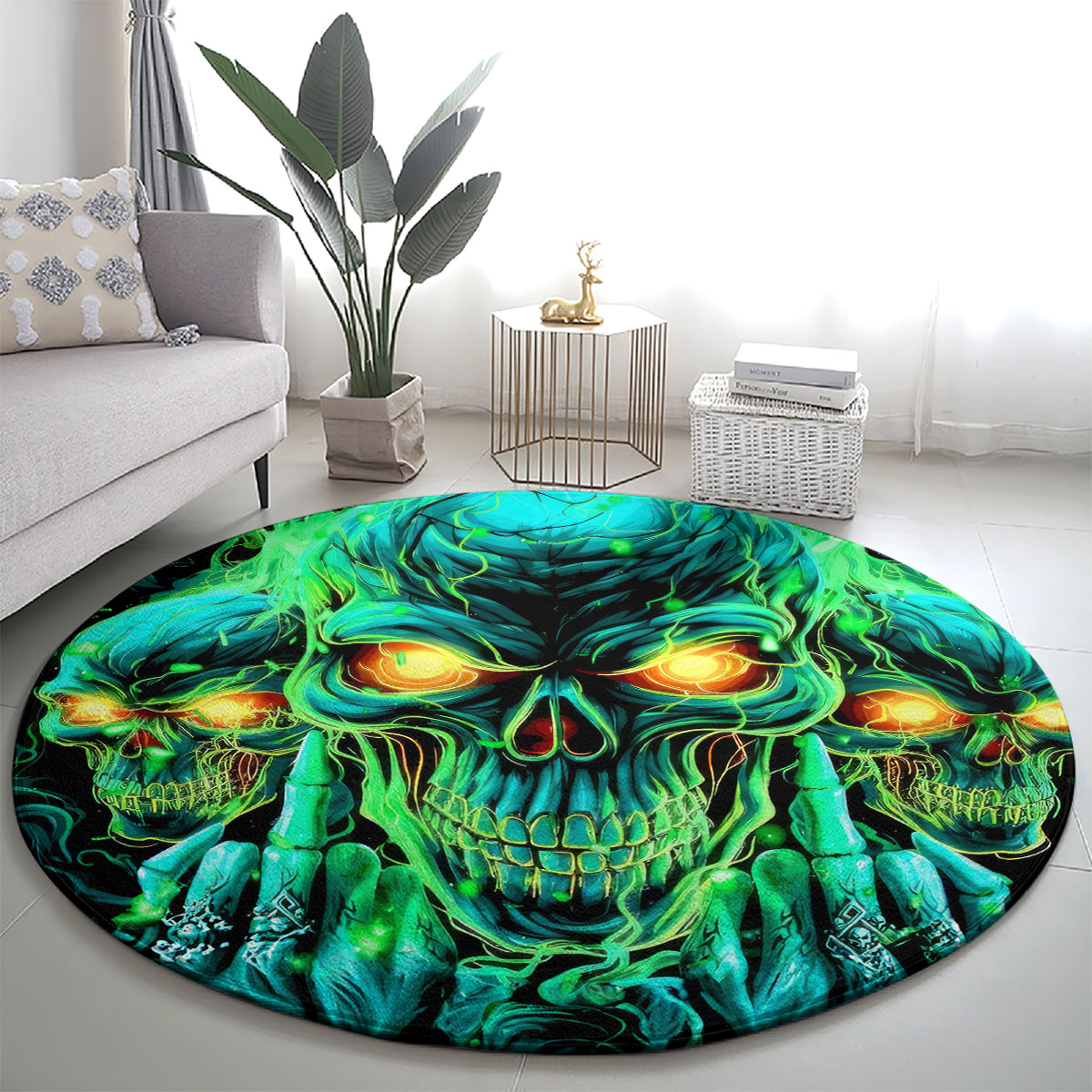 Flame Skull Round Carpet Fuck You You Fuckin Fuck