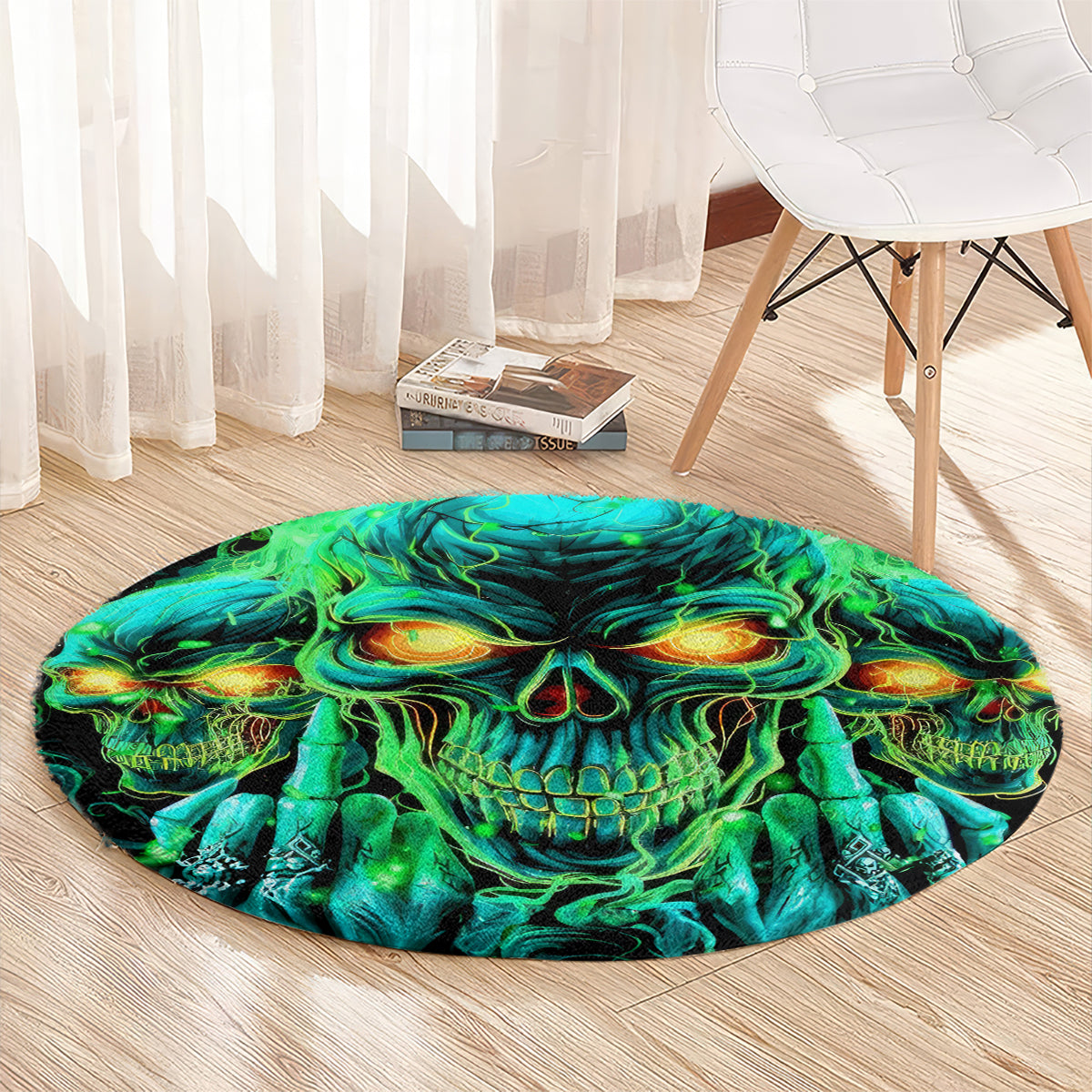 Flame Skull Round Carpet Fuck You You Fuckin Fuck