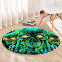 Flame Skull Round Carpet Fuck You You Fuckin Fuck