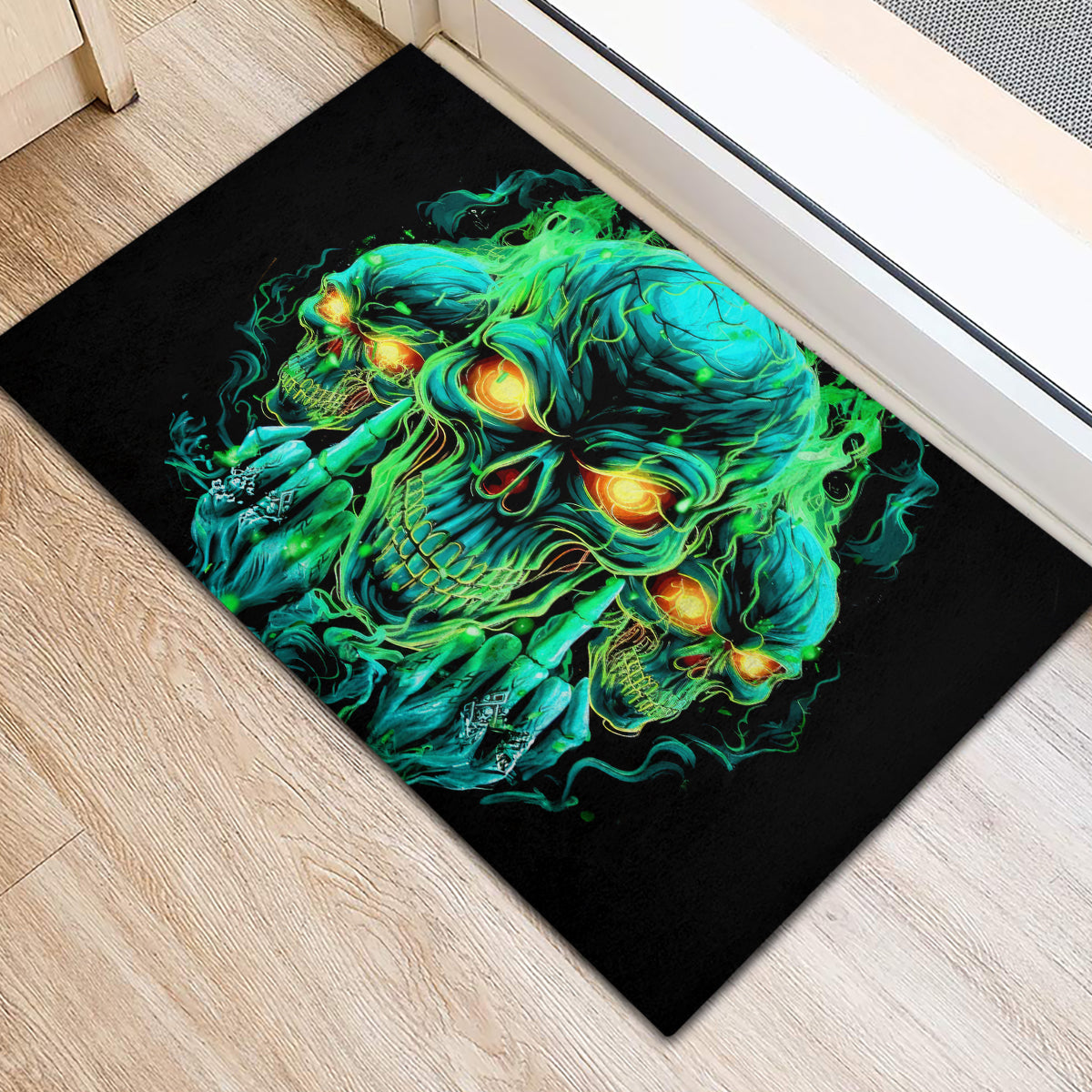 Flame Skull Rubber Doormat Fuck You You Fuckin Fuck - Wonder Print Shop