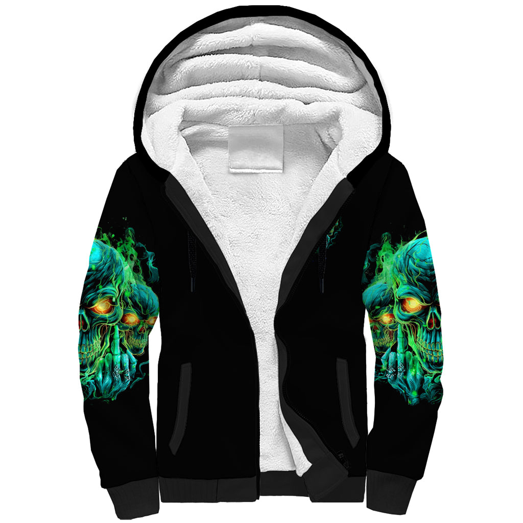 Flame Skull Sherpa Hoodie Fuck You You Fuckin Fuck - Wonder Print Shop
