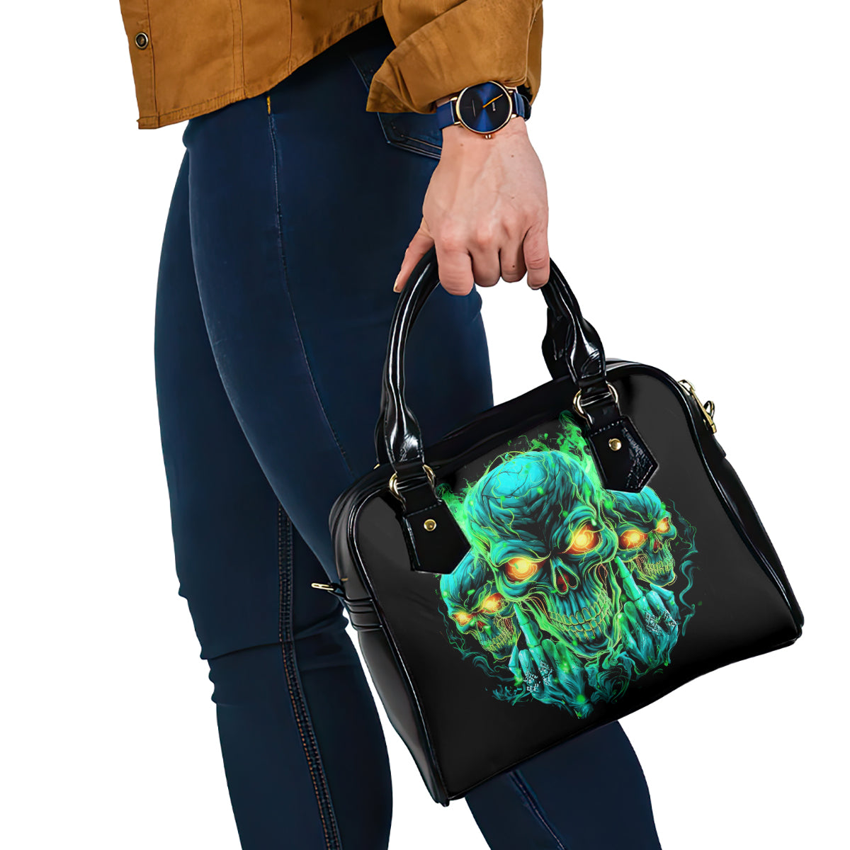 Flame Skull Shoulder Handbag Fuck You You Fuckin Fuck