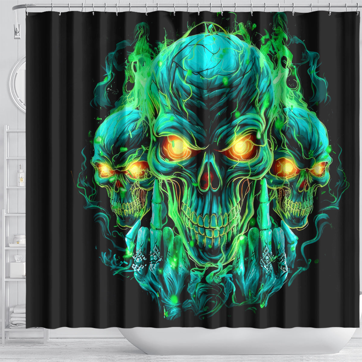 Flame Skull Shower Curtain Fuck You You Fuckin Fuck