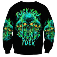 Flame Skull Sweatshirt Fuck You You Fuckin Fuck - Wonder Print Shop