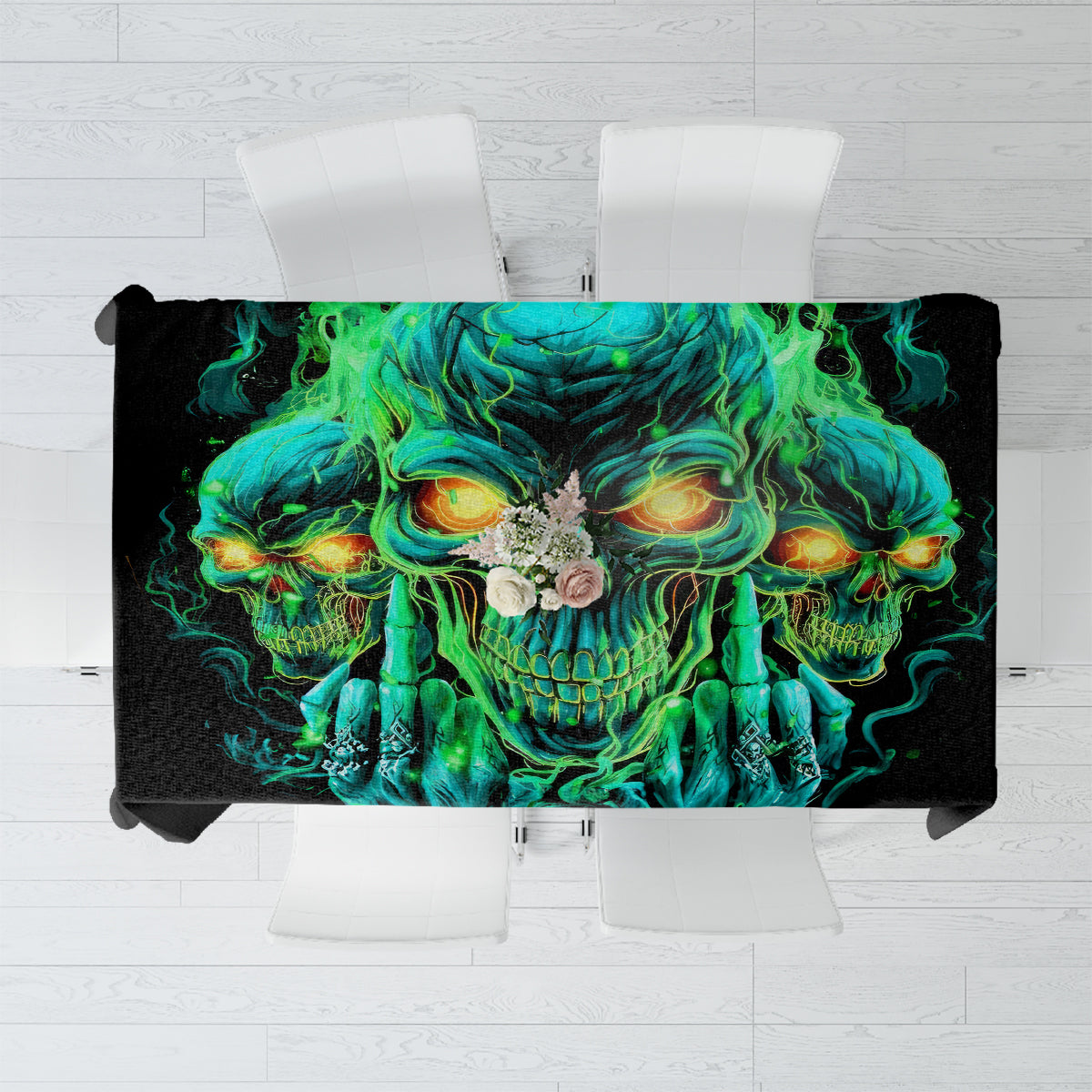 Flame Skull Tablecloth Fuck You You Fuckin Fuck - Wonder Print Shop
